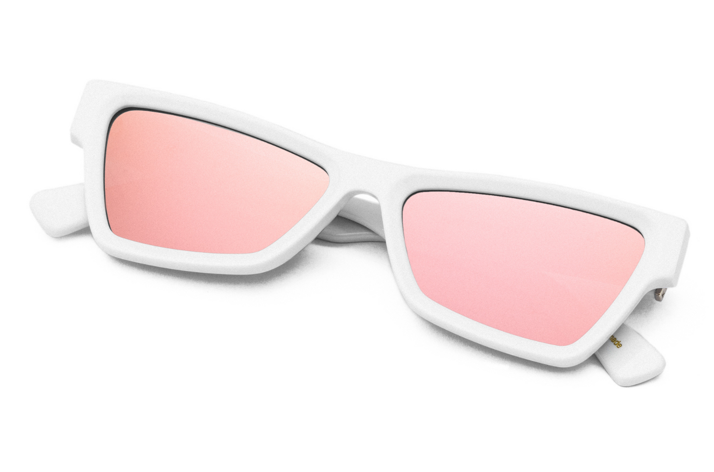 White Square Sunglasses by Kopajos with pink polarized lenses