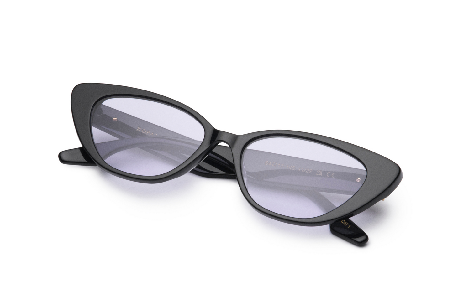 Black cat eye sunglasses for women with liliac polarized lenses