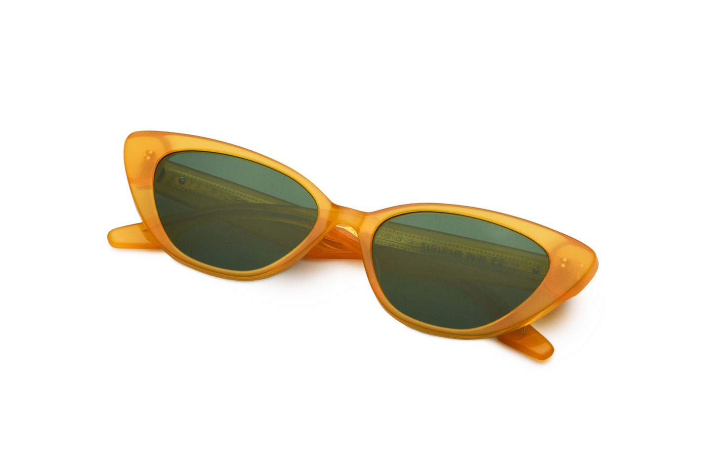 Orange retro cat eye sunglasses with orange frame