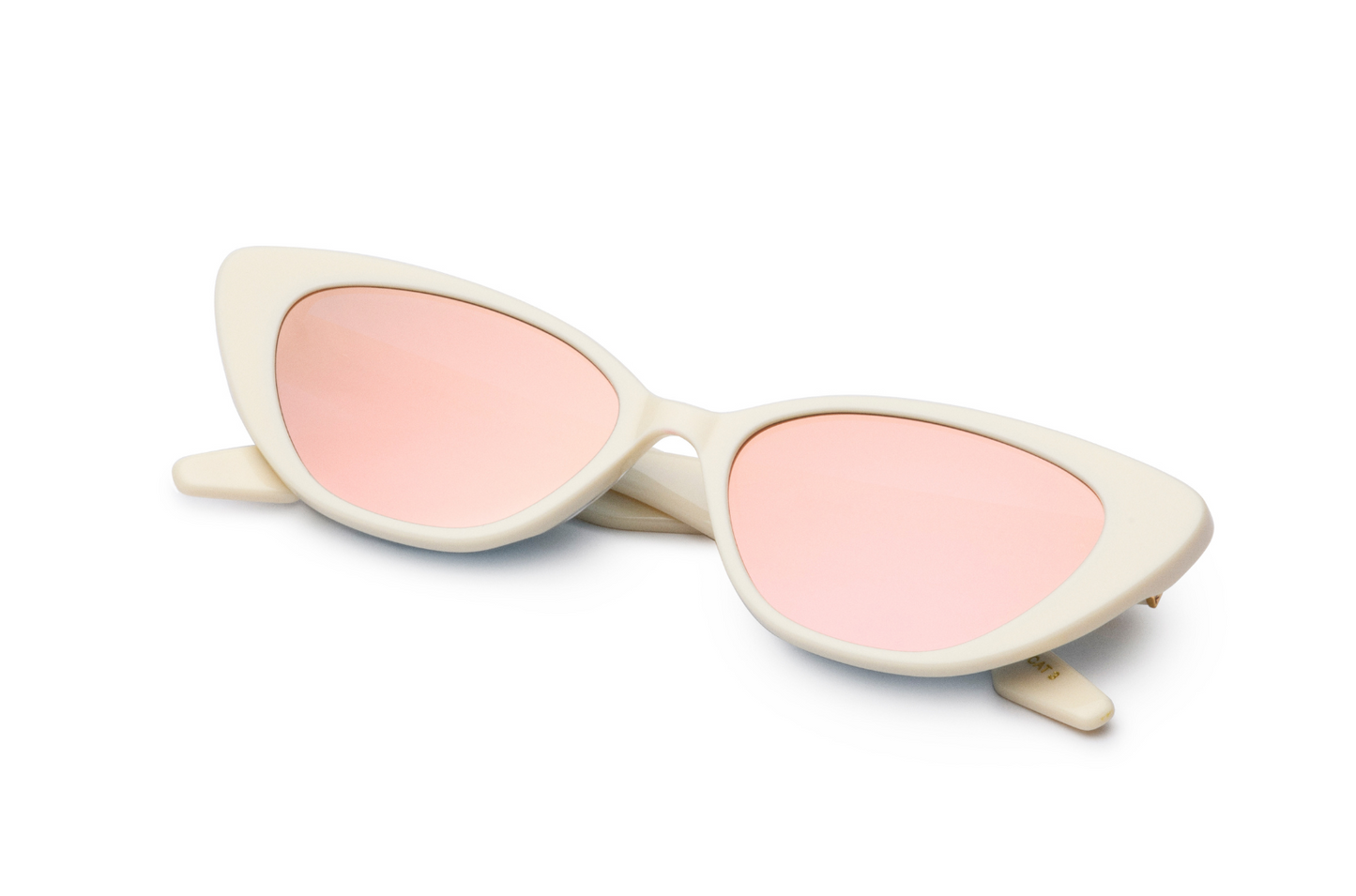 cream cat eye sunglasses with pink lenses