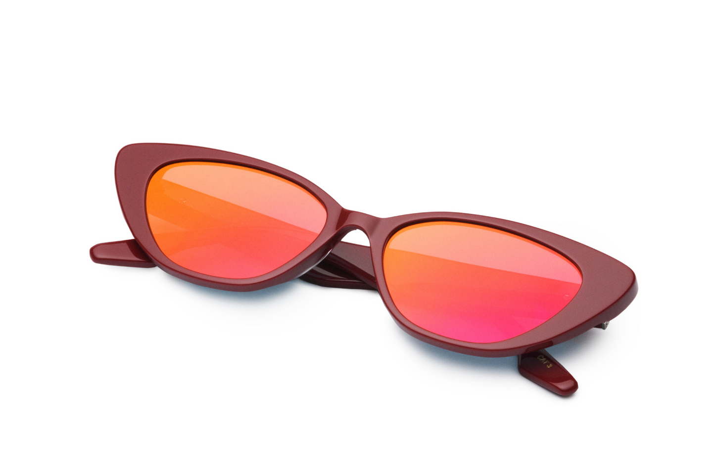 red cat eye sunglasses with polarized lenses