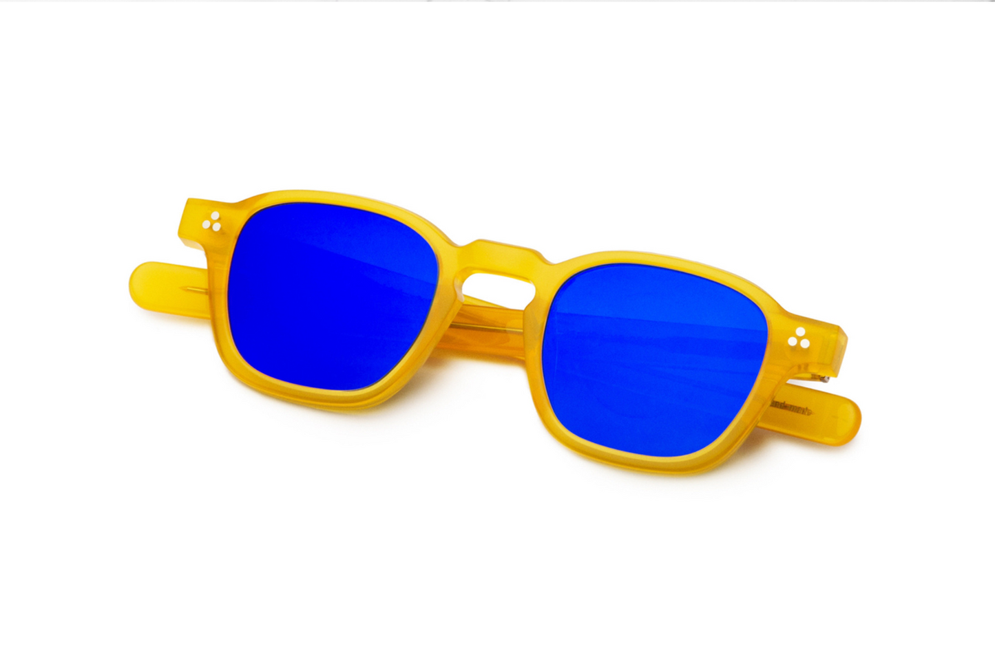 Yellow and blue square frame sunglasses