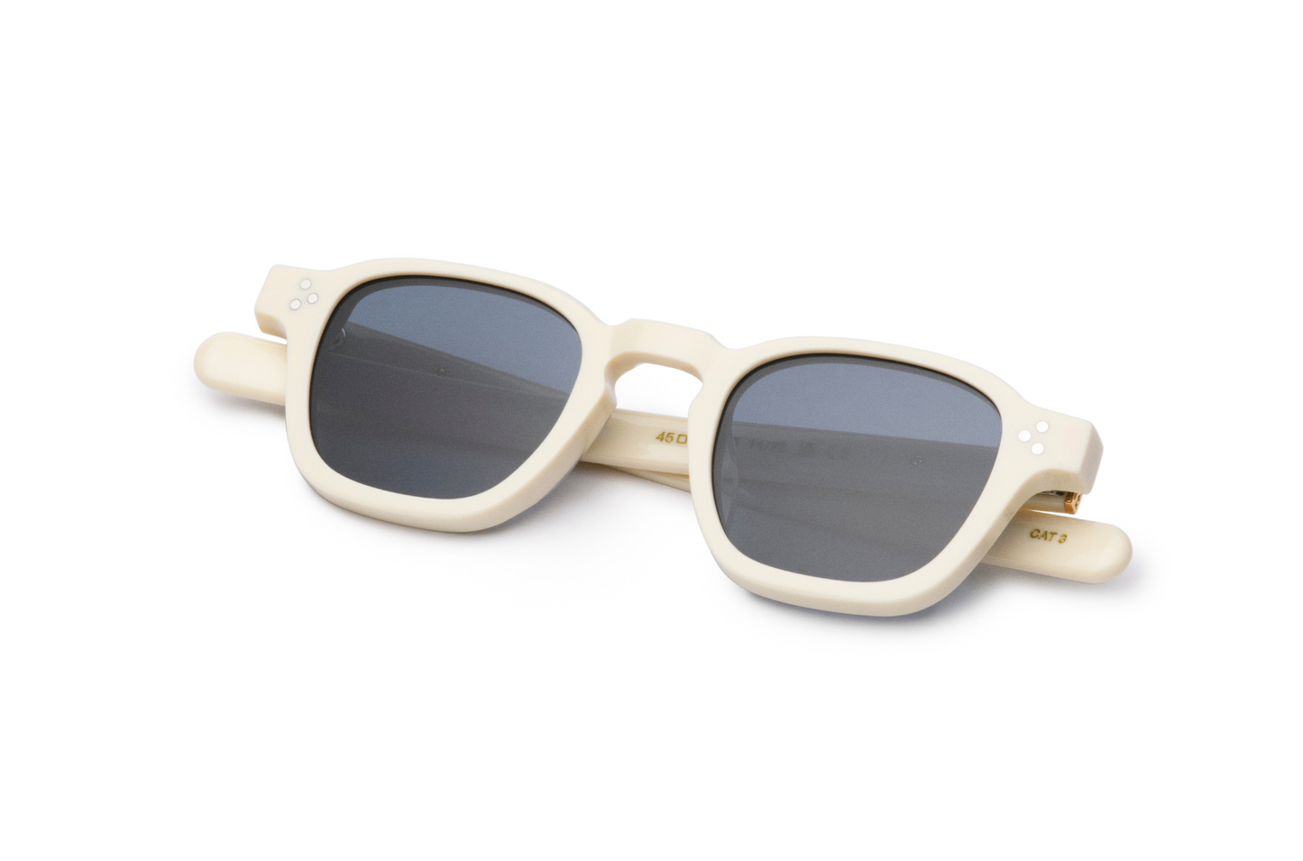 square sunglasses women in cream color with gold details