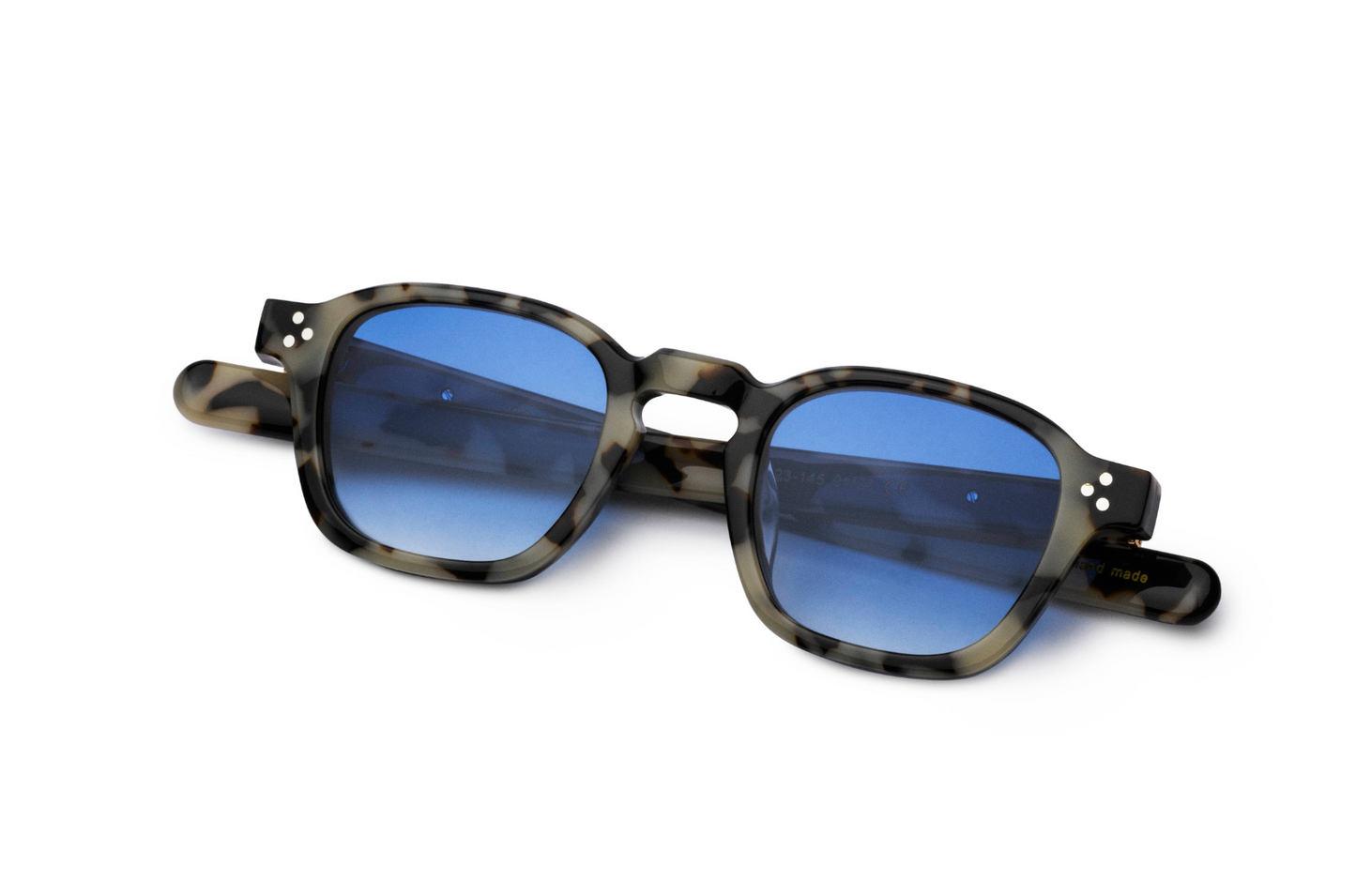 square frame sunglasses with blue lenses
