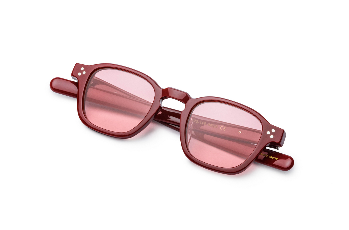 retro square sunglasses with pink polarized lenses