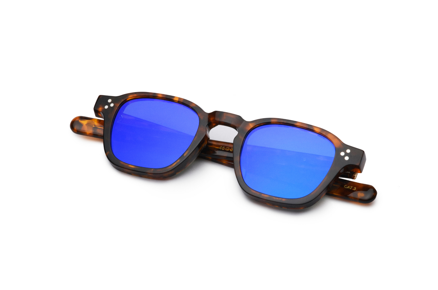 retro square sunglasses with blue polarized lenses