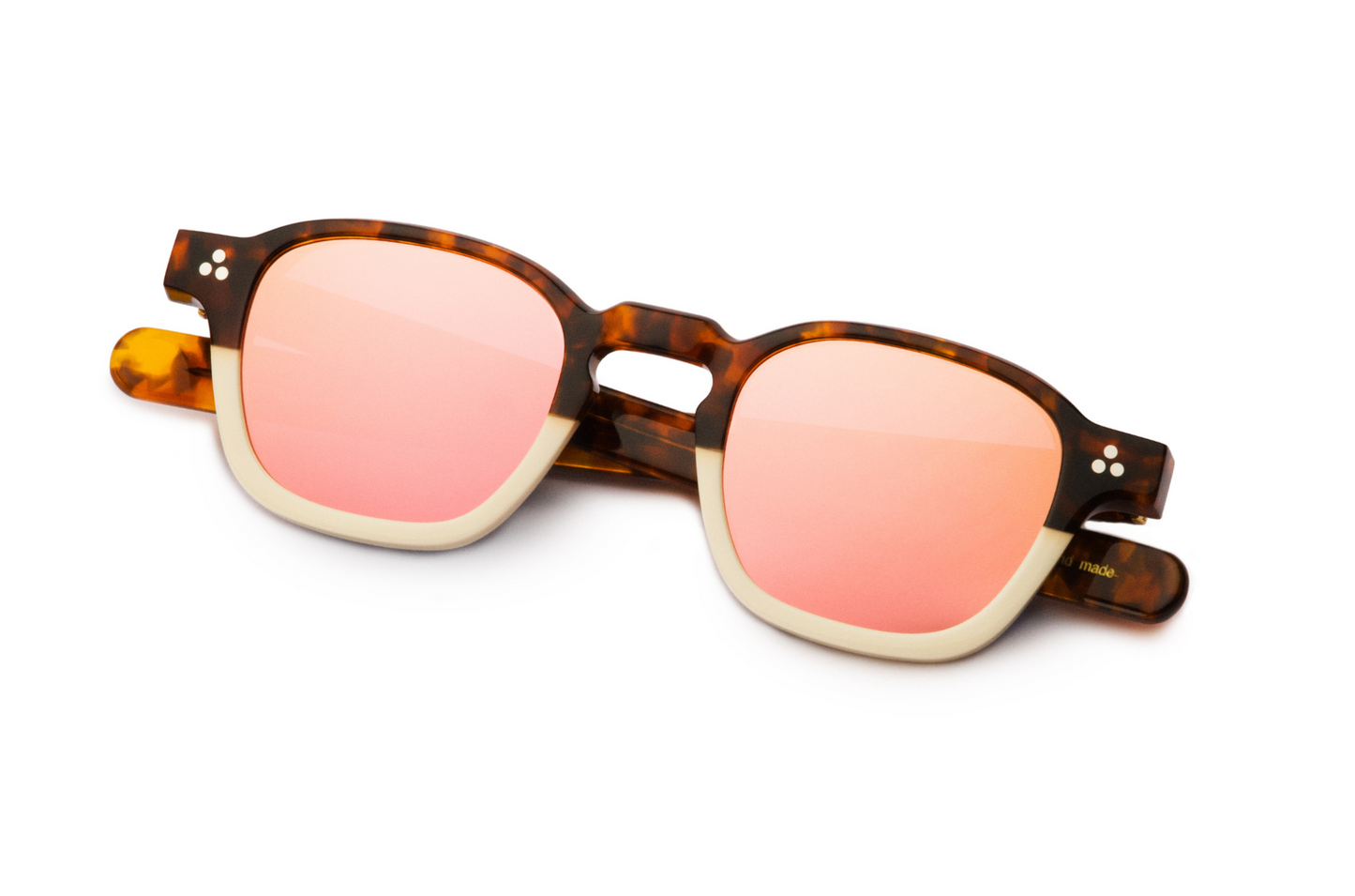retro square sunglasses with pink polarized lenses