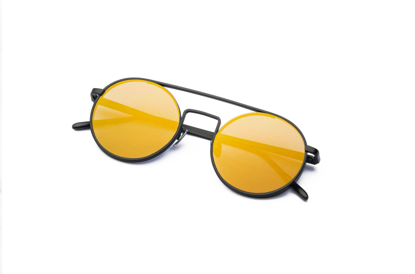 Black round sunglasses with yellow polarized lenses by Kopajos