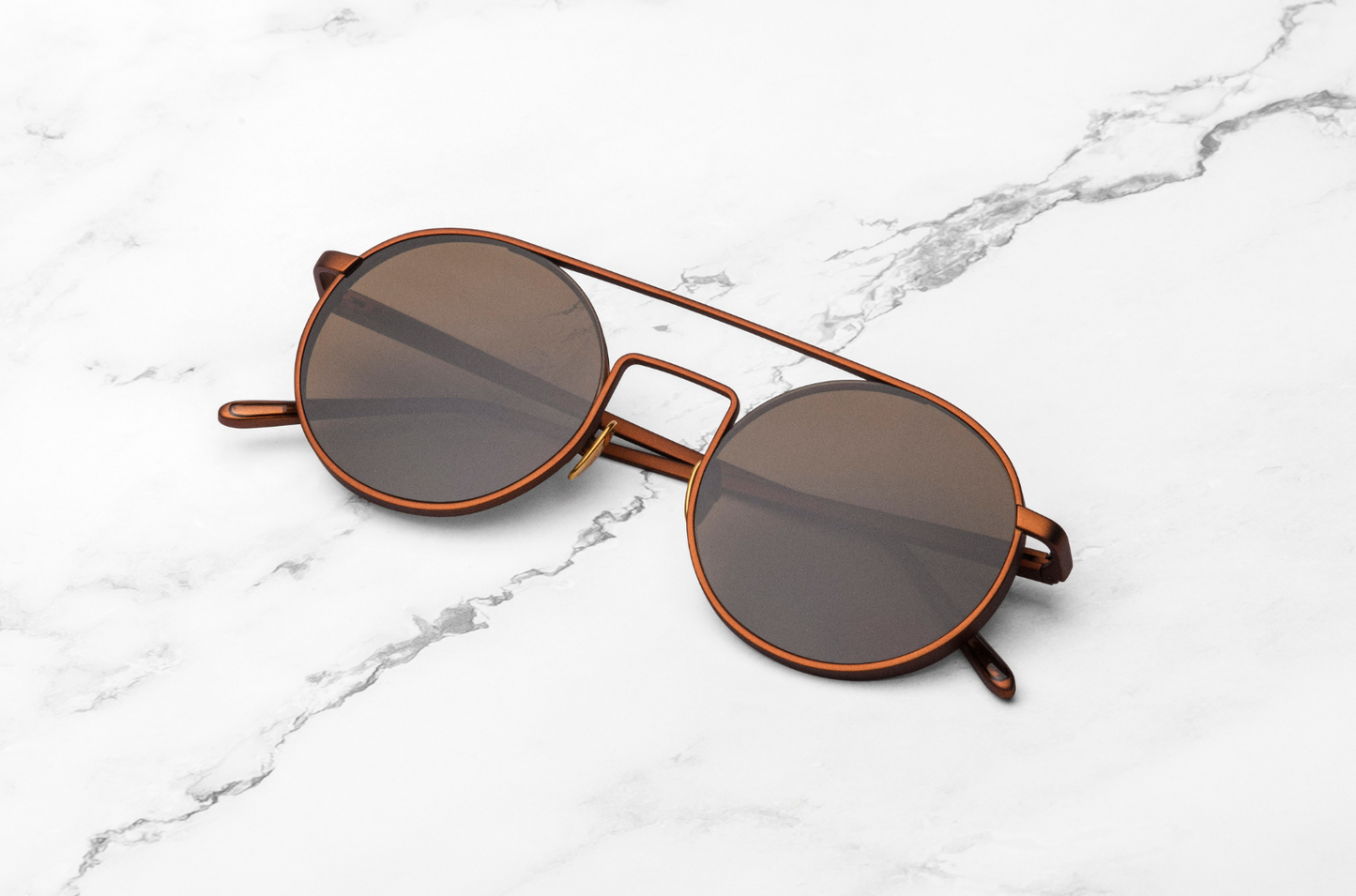 Bronze round sunglasses with brown polarized lenses by Kopajos