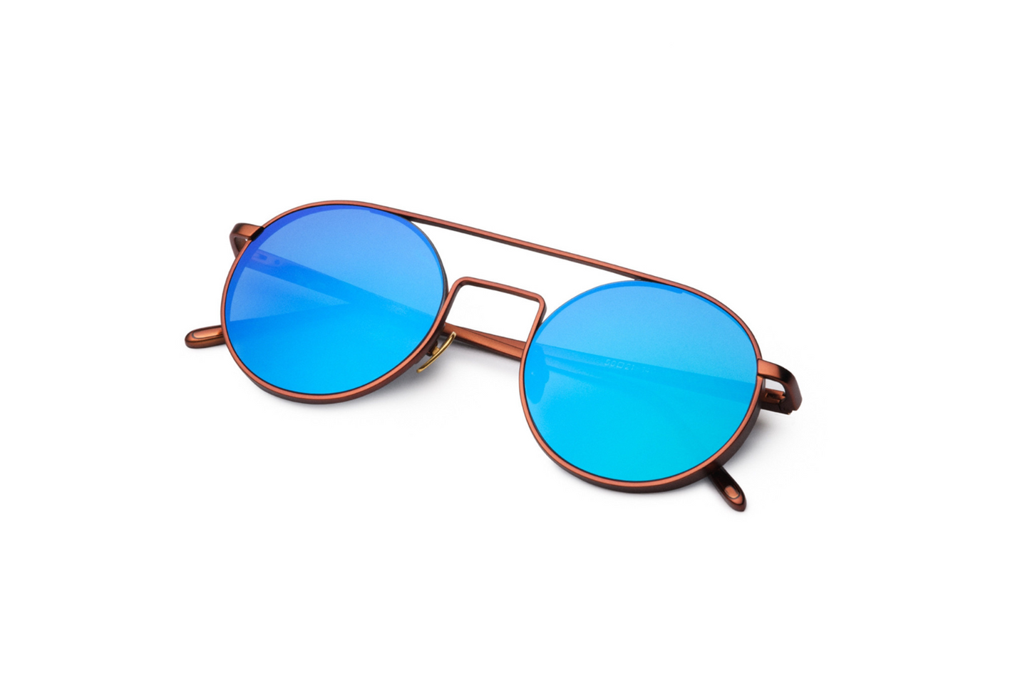 Bronze round sunglasses with blue polarized lenses by Kopajos