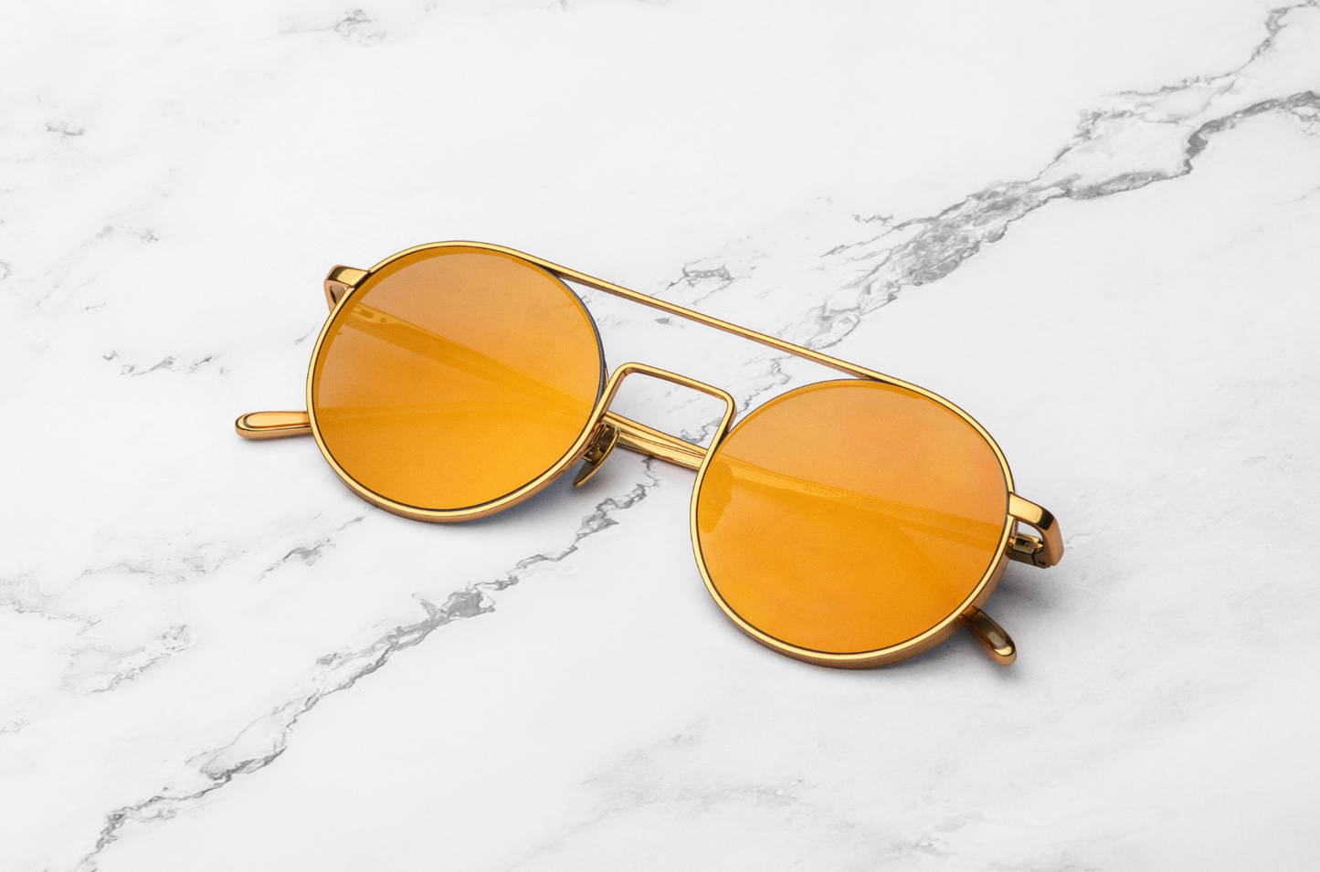 Gold sunglasses round mens with orange lenses