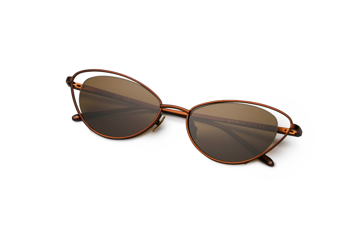 Bronze cat eye sunglasses for women with brown lenses