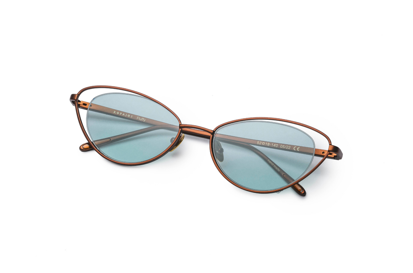 Bronze cat eye sunglasses for women with light green lenses