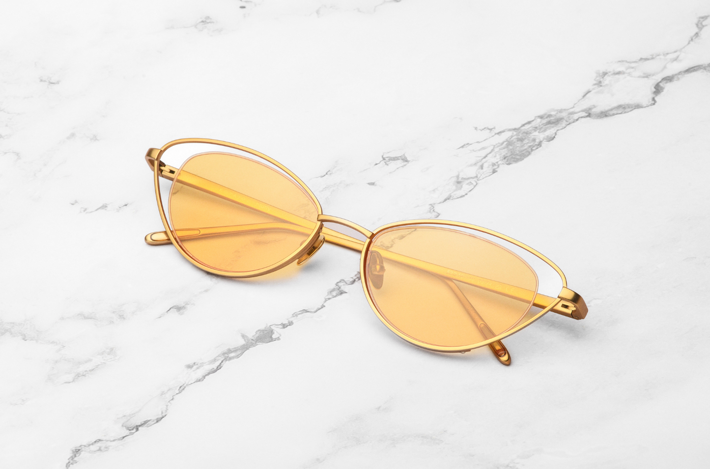 Gold cat eye sunglasses for women with yellow lenses