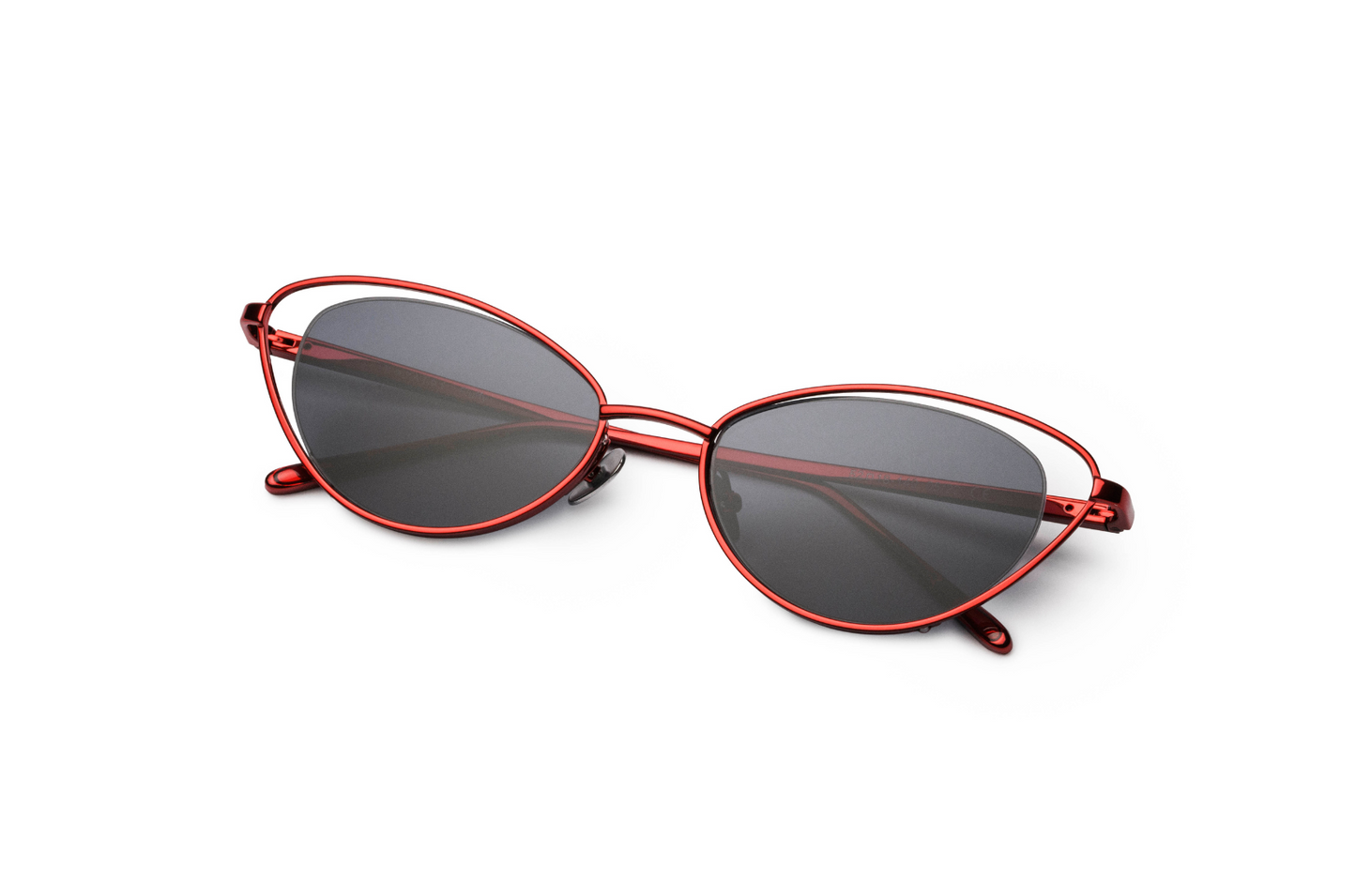 Red cat eye sunglasses for women with black lenses