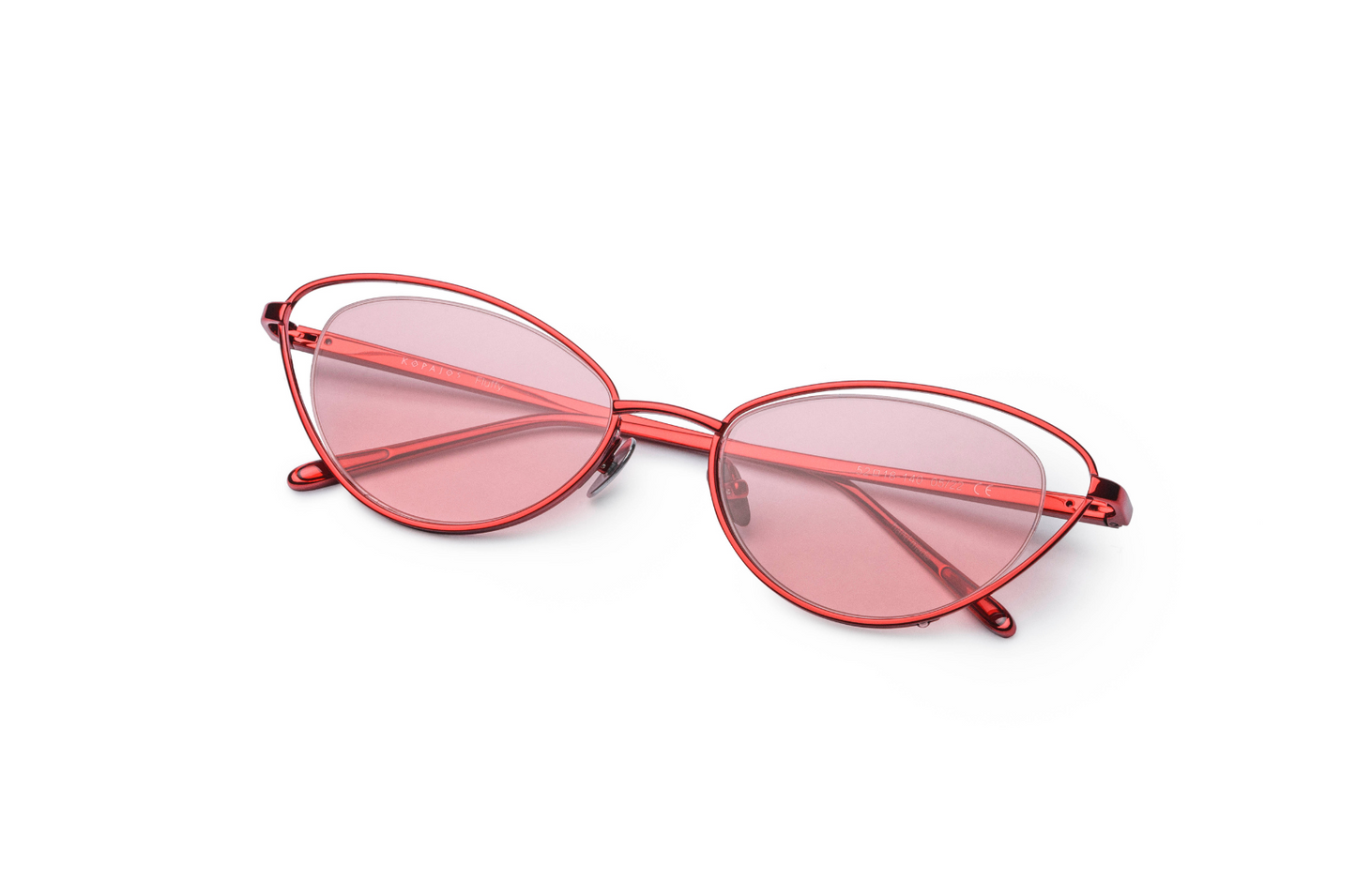 Red cat eye sunglasses for women with pink polarized lenses