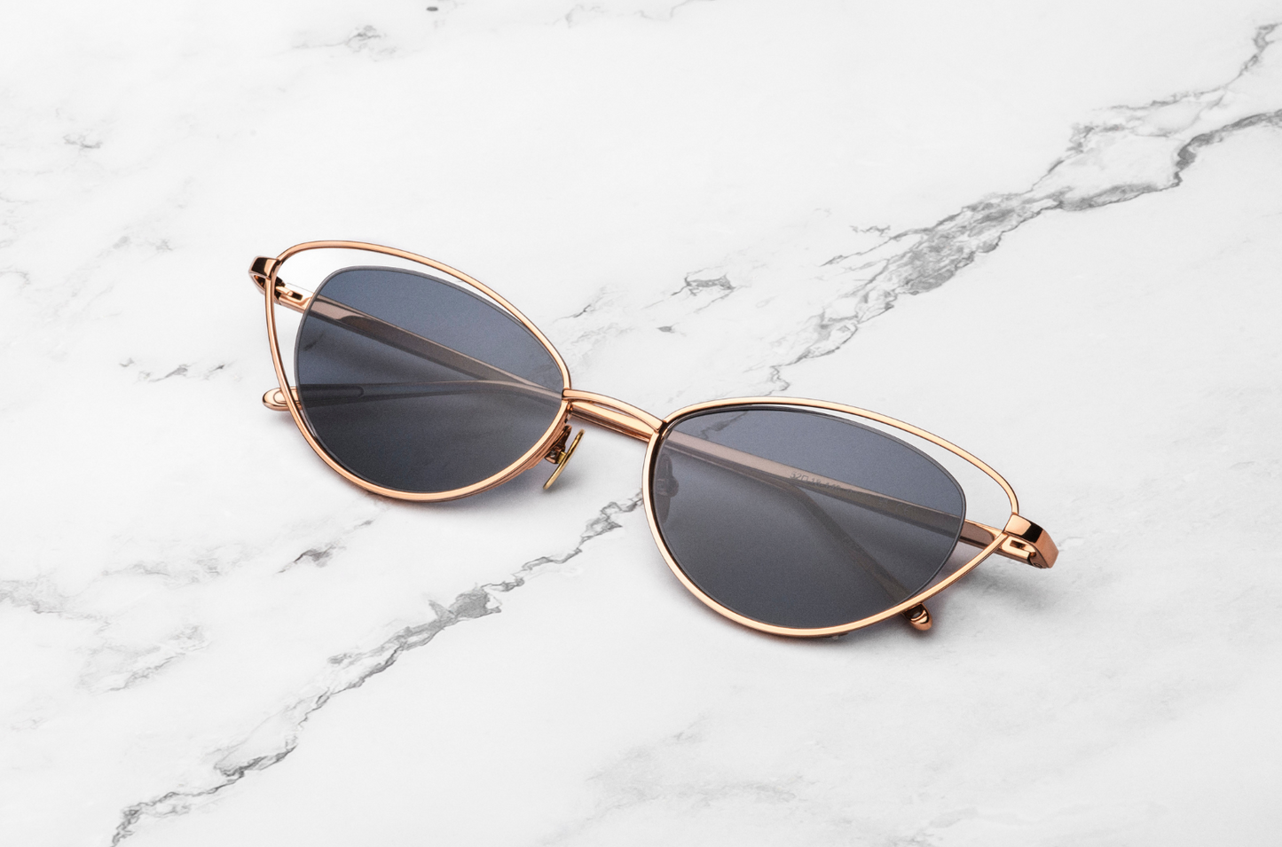 Gold cat eye sunglasses for women with black lenses