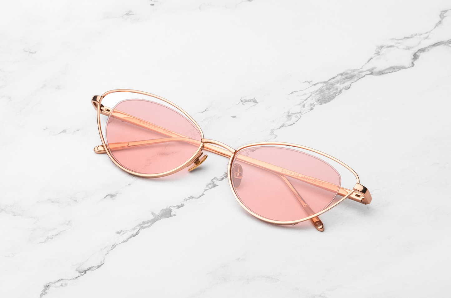 Rose Gold cat eye sunglasses for women with pink lenses