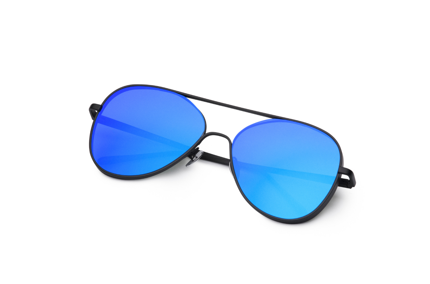 black aviator sunglasses with blue lens, Frank Wild