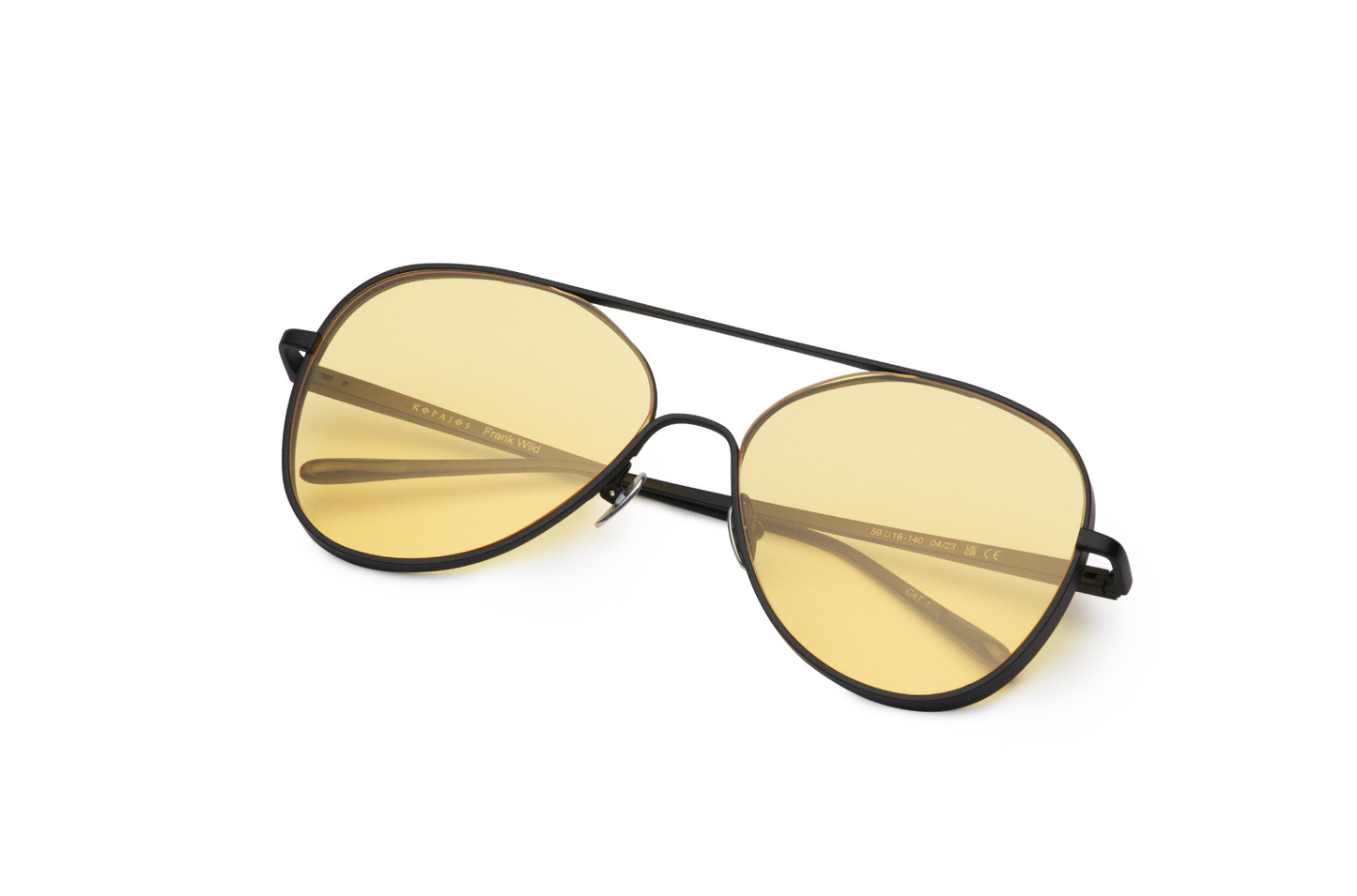 yellow lens aviator sunglasses with black frame, Kopajos