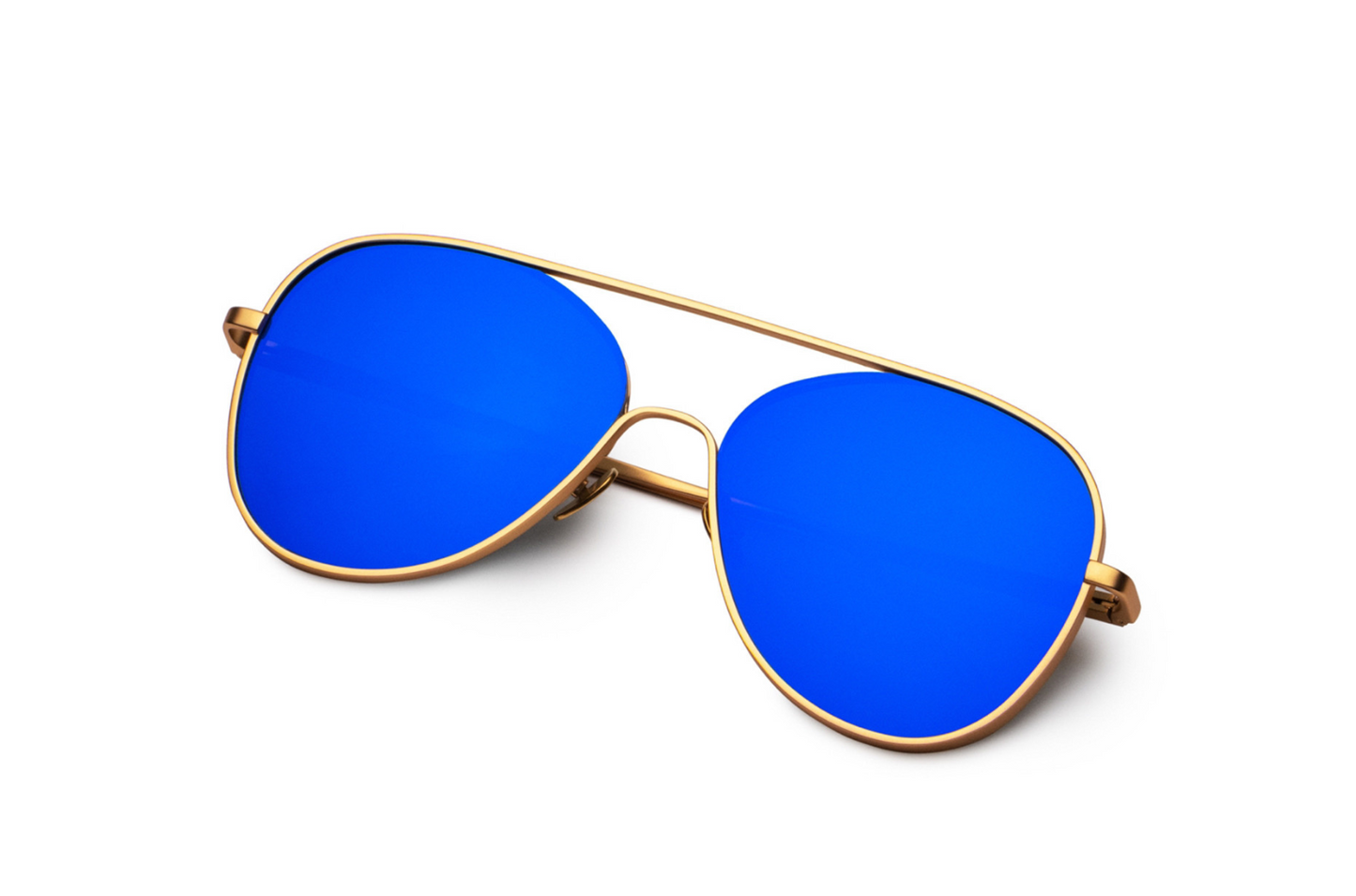 Gold aviator sunglasses with blue lens