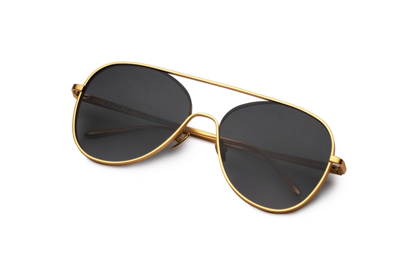 Gold aviator sunglasses with black lenses