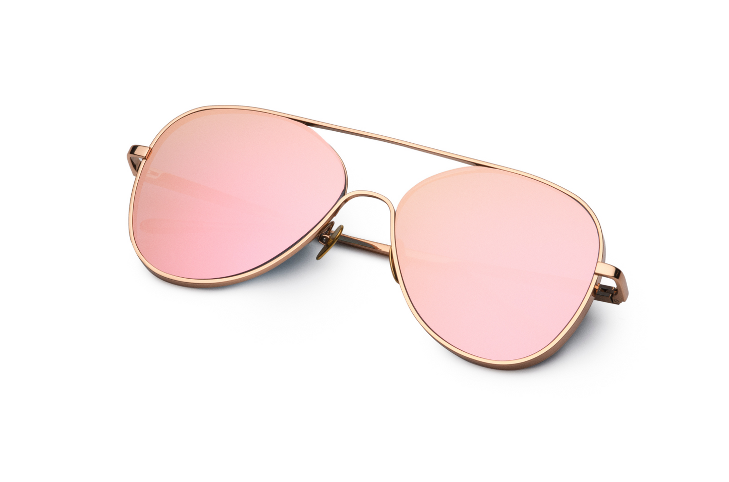 rose gold aviator sunglasses for women with polarized mirrored pink lenses