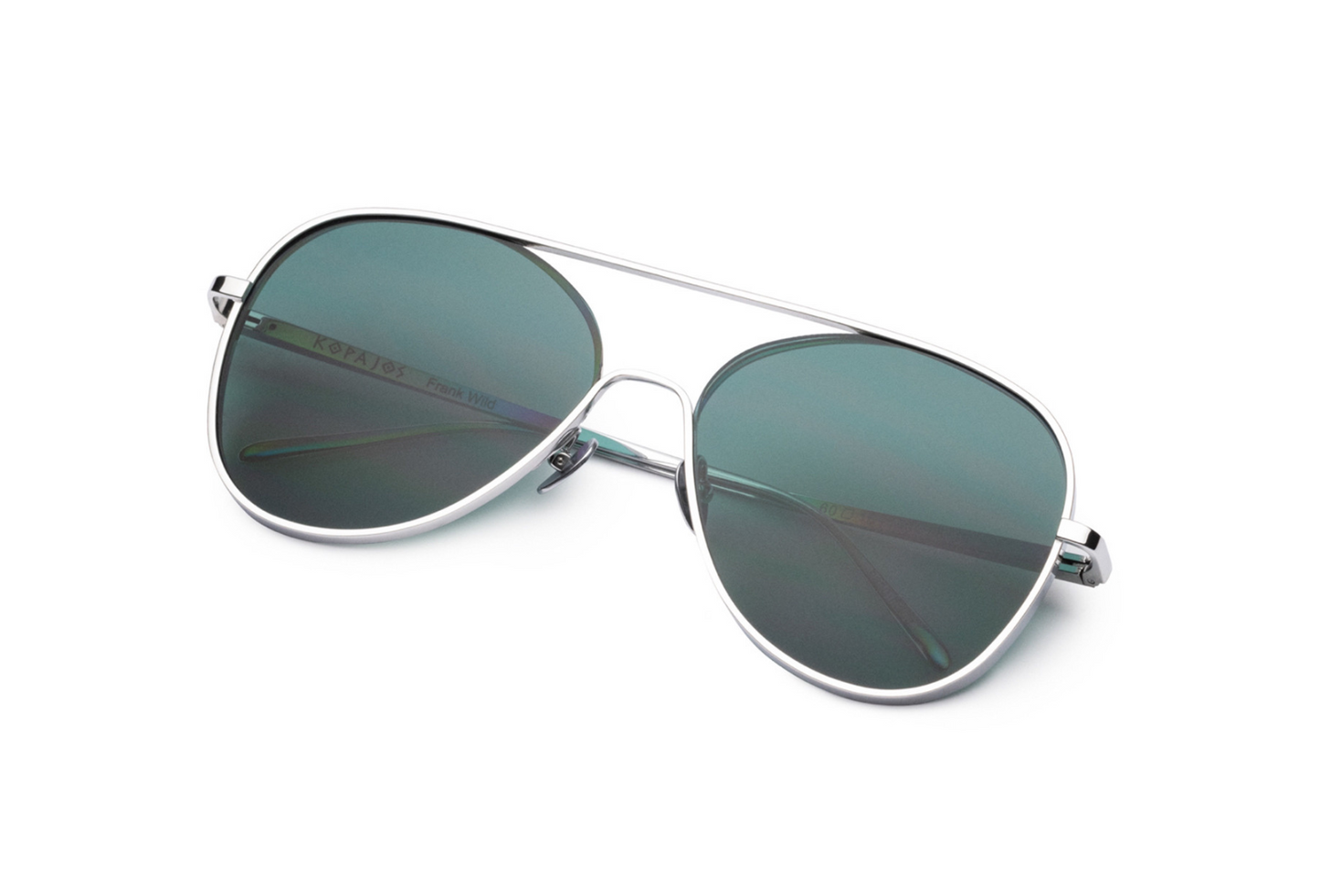 Silver and green aviator sunglasses Frank Wild
