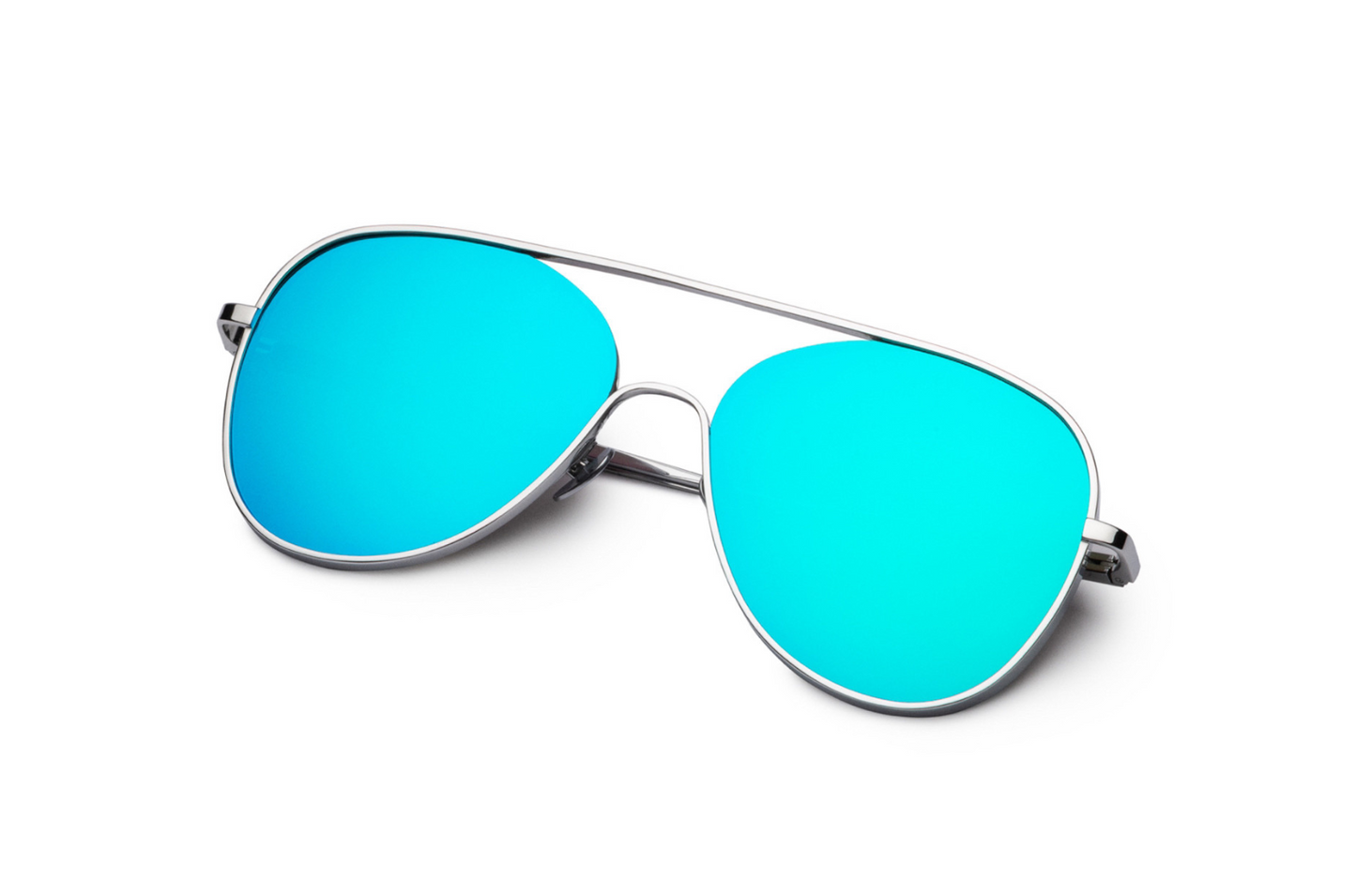 Silver and green mirror aviator sunglasses by Kopajos
