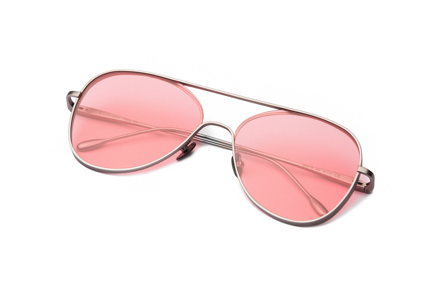 Silver aviator sunglasses with pink polarized lens, Kopajos