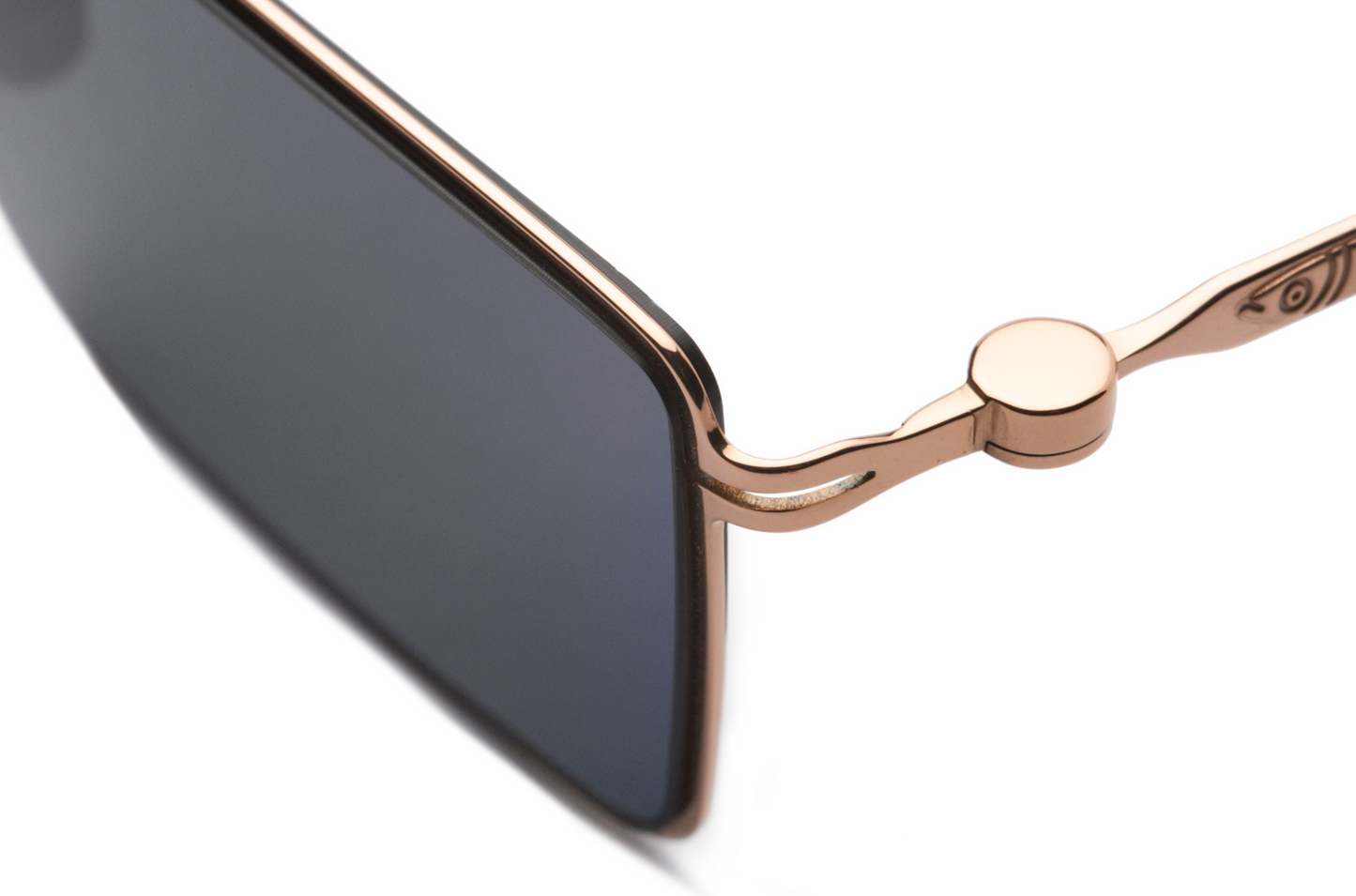 frederick gray square sunglasses by Kopajos, close details