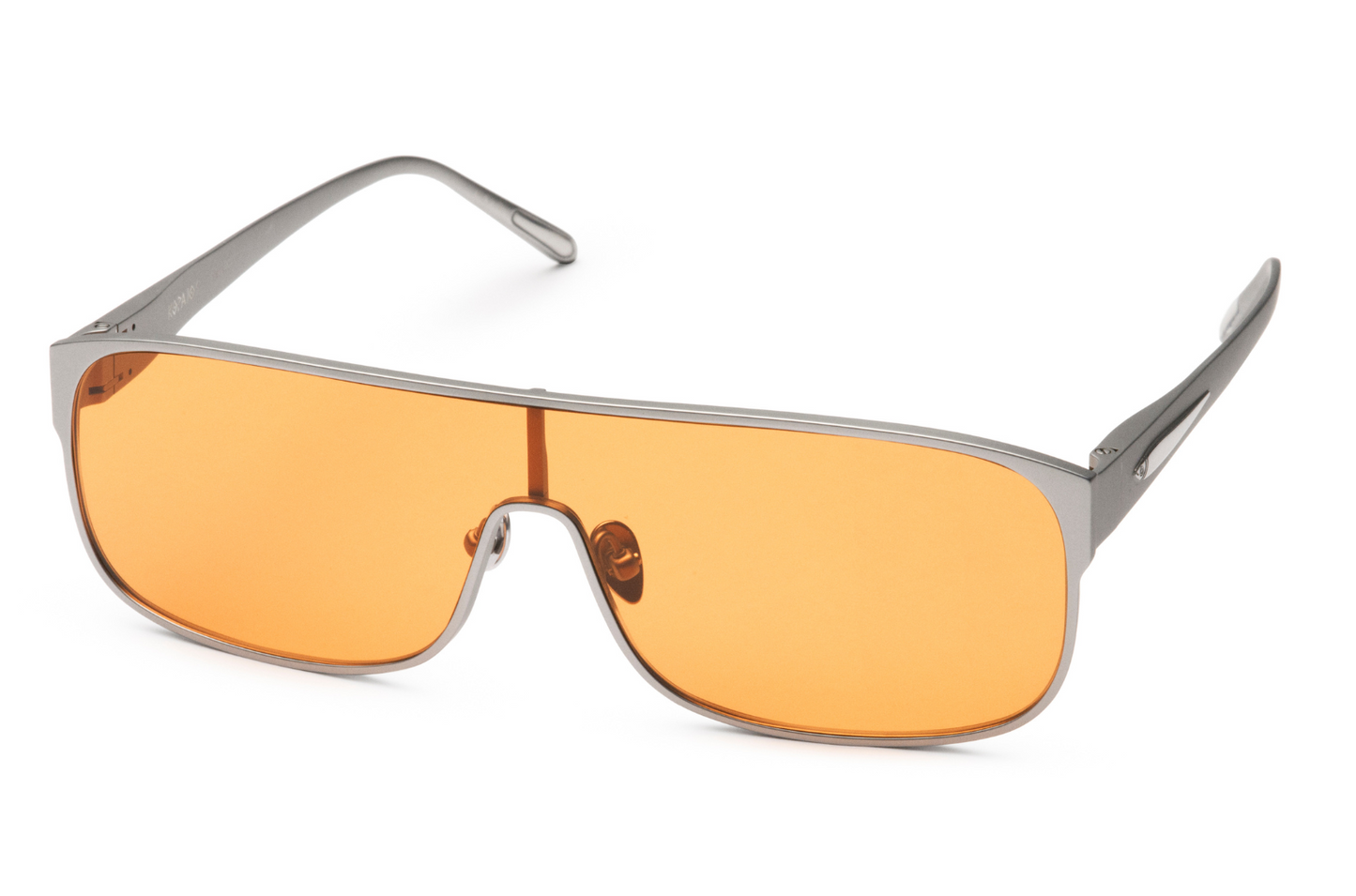 Silver mask sunglasses with orange polarized lenses by Kopajos