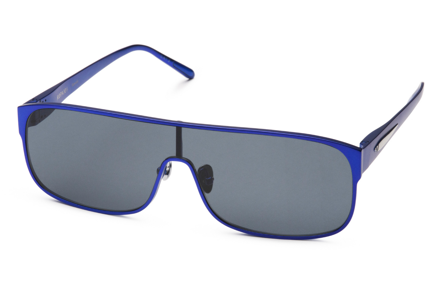 Blue mask sunglasses with dark polarized lenses by Kopajos