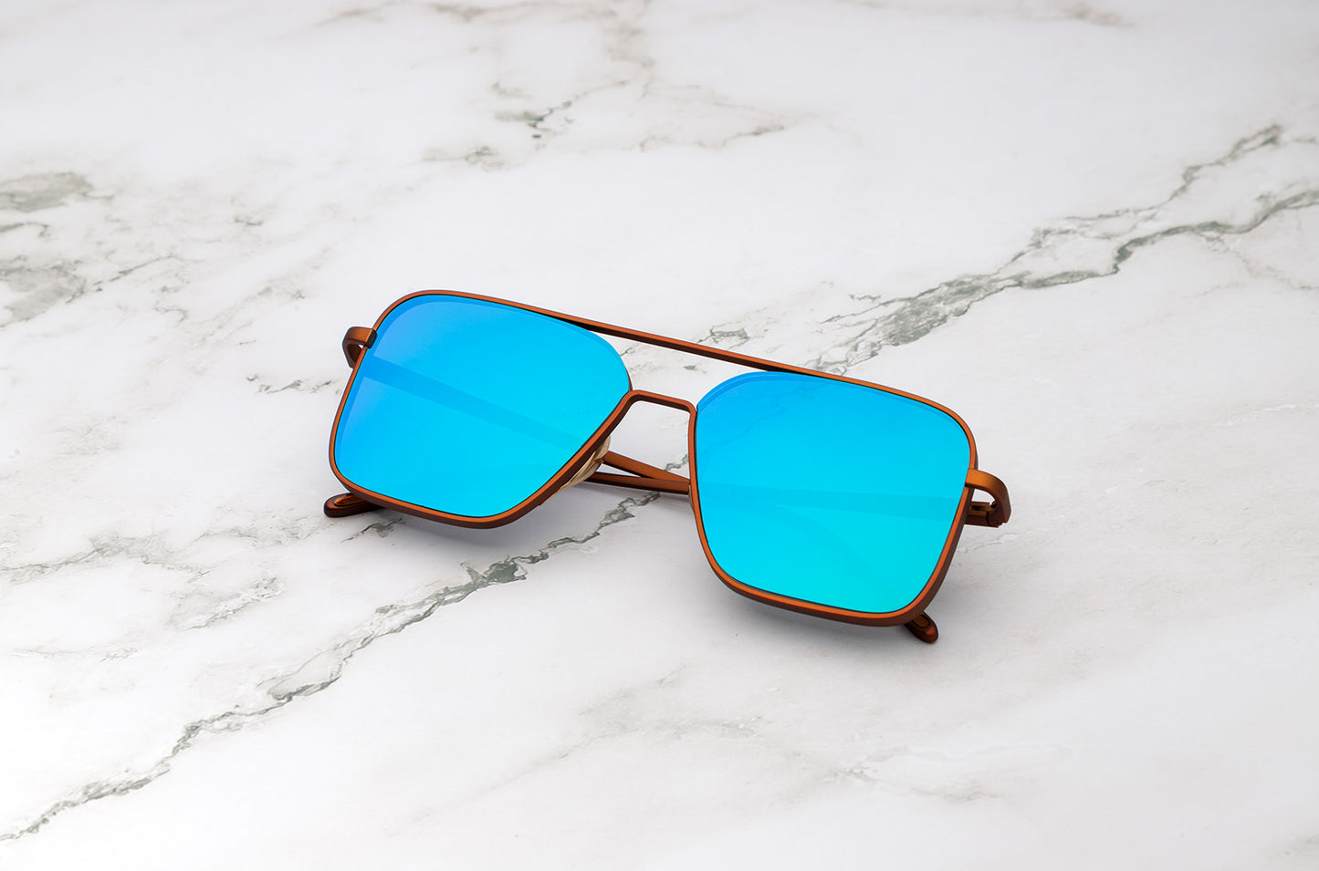 bronze aviator sunglasses with mirror polarized lenses by Kopajos
