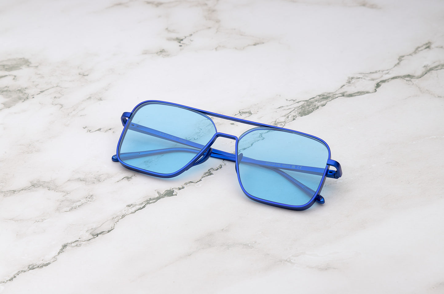 Blue aviator sunglasses with blue polarized lenses by Kopajos