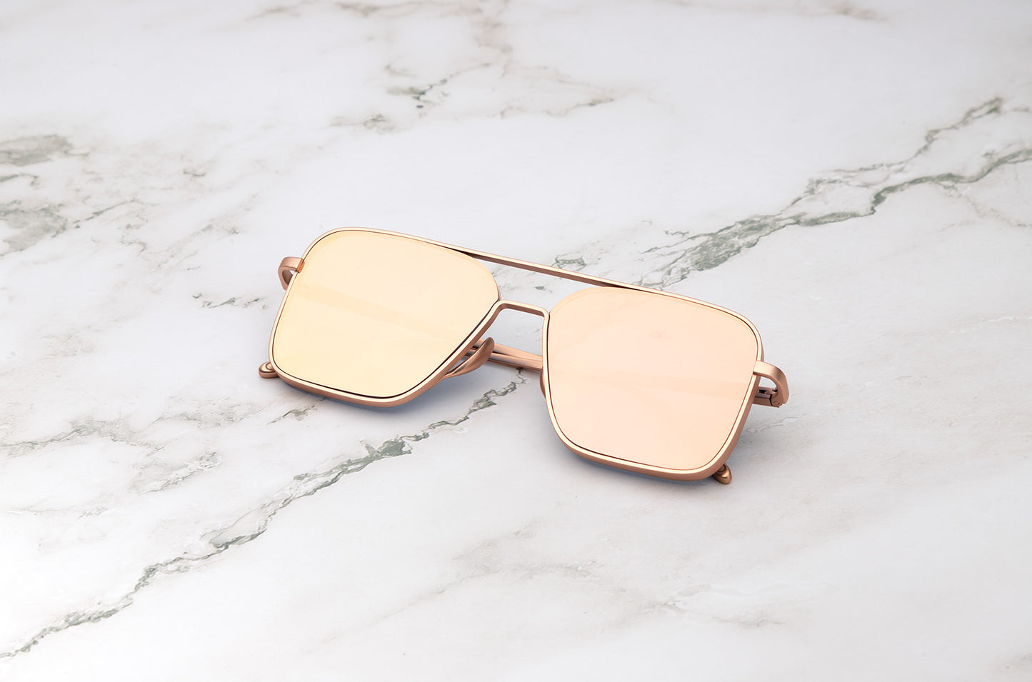 Gold aviator sunglasses with mirror polarized lenses by Kopajos