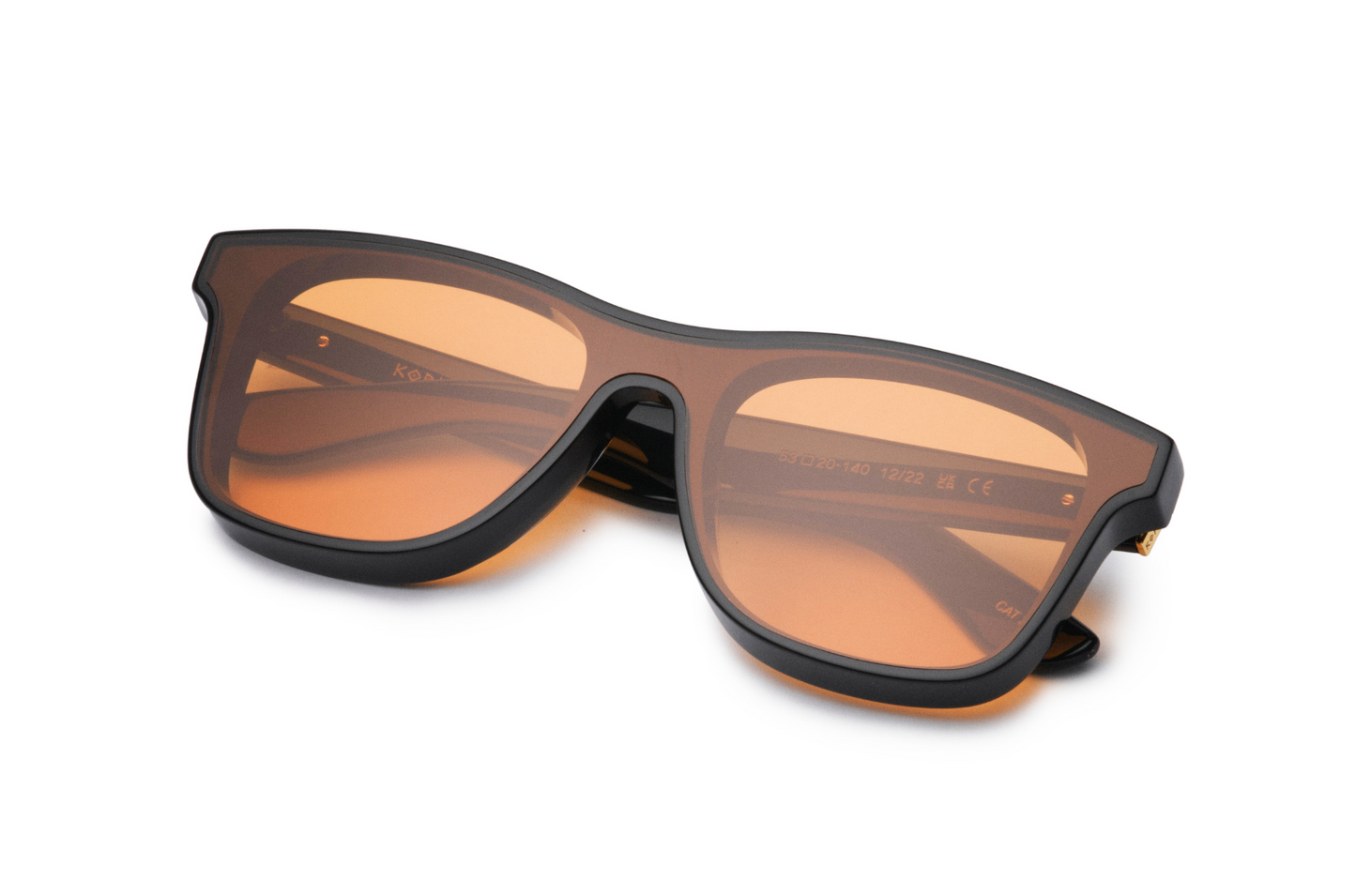 Black mask sunglasses for men and women with polarized orange lenses by Kopajos