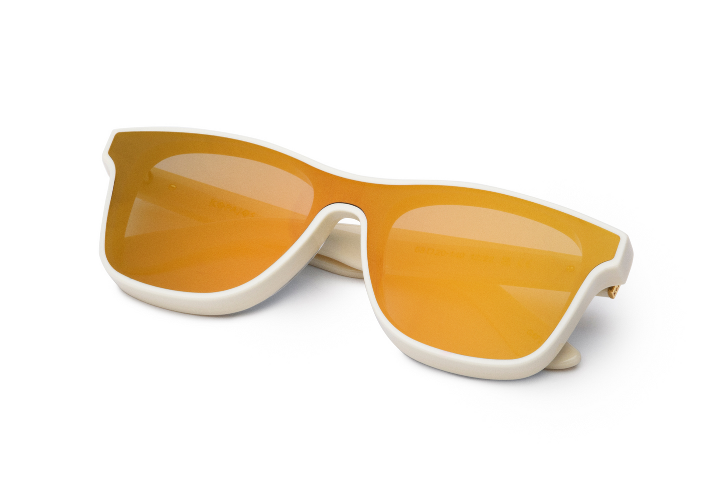 Creamy mask sunglasses for men and women with mirror gold polarized lenses by Kopajos
