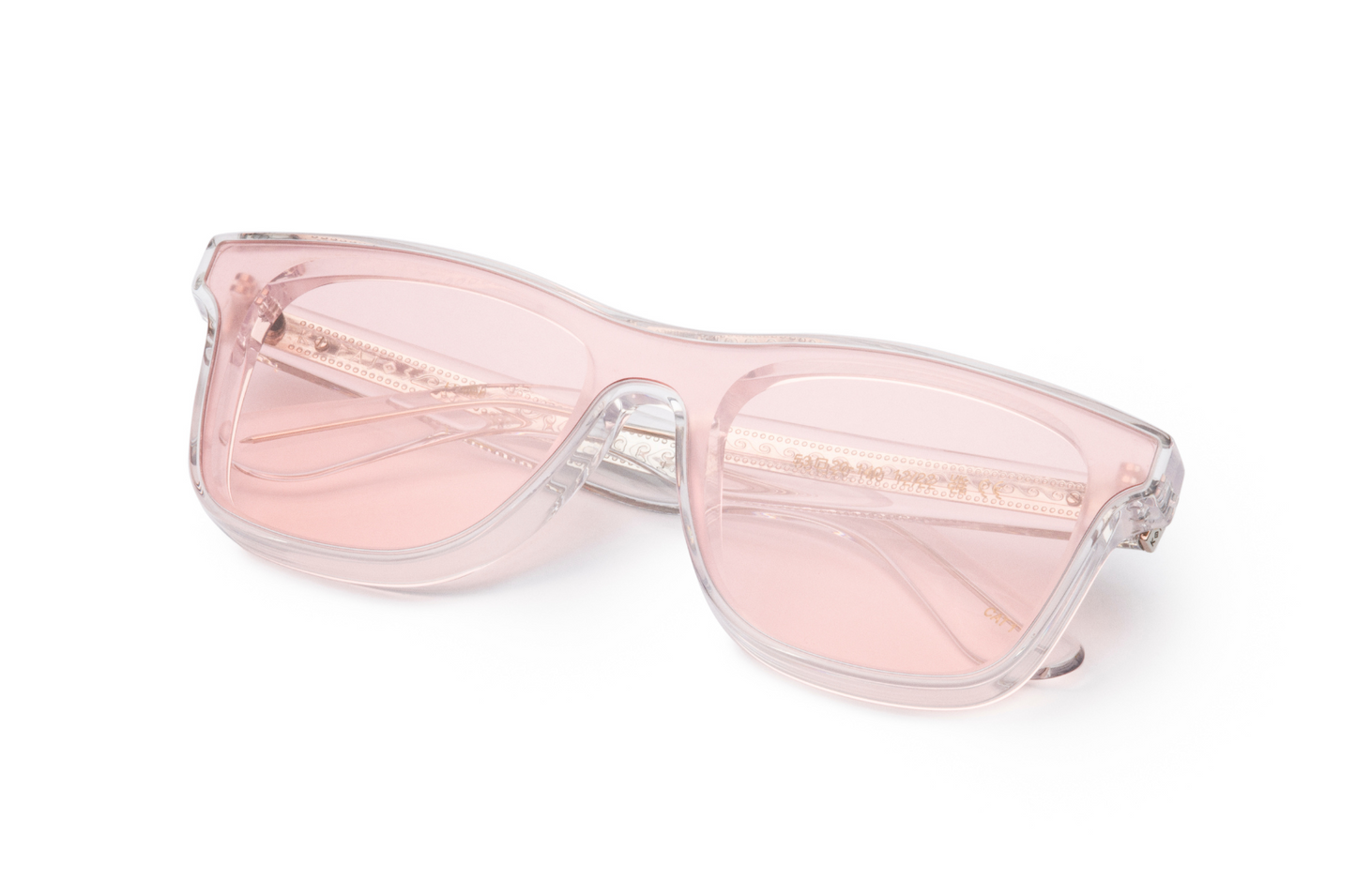 Transparent mask sunglasses for men and women with polarized pink lenses by Kopajos