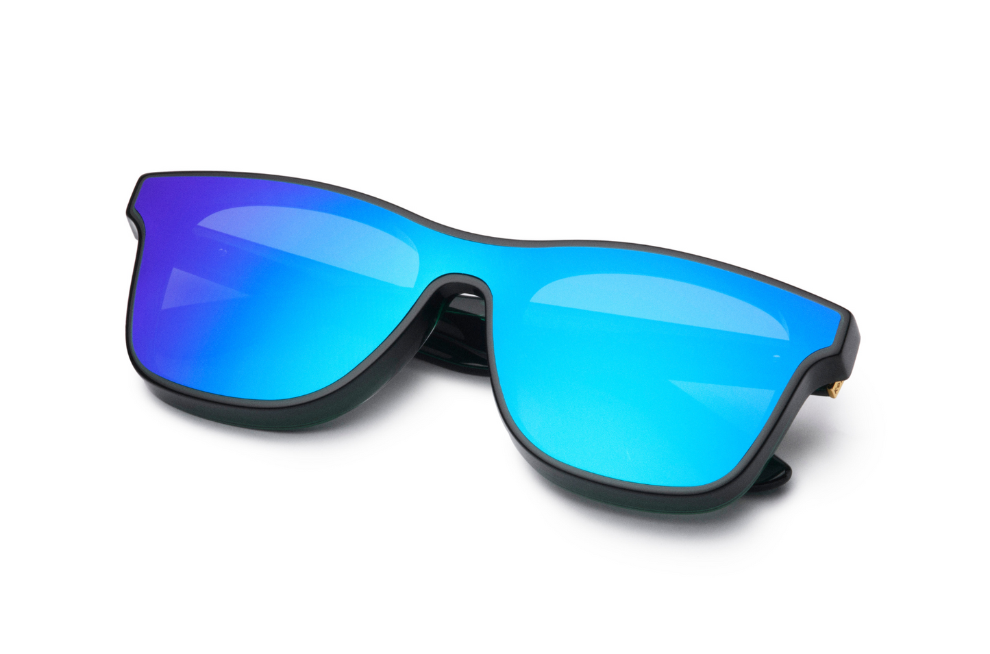 Black mask sunglasses for men and women with blue polarized lenses by Kopajos