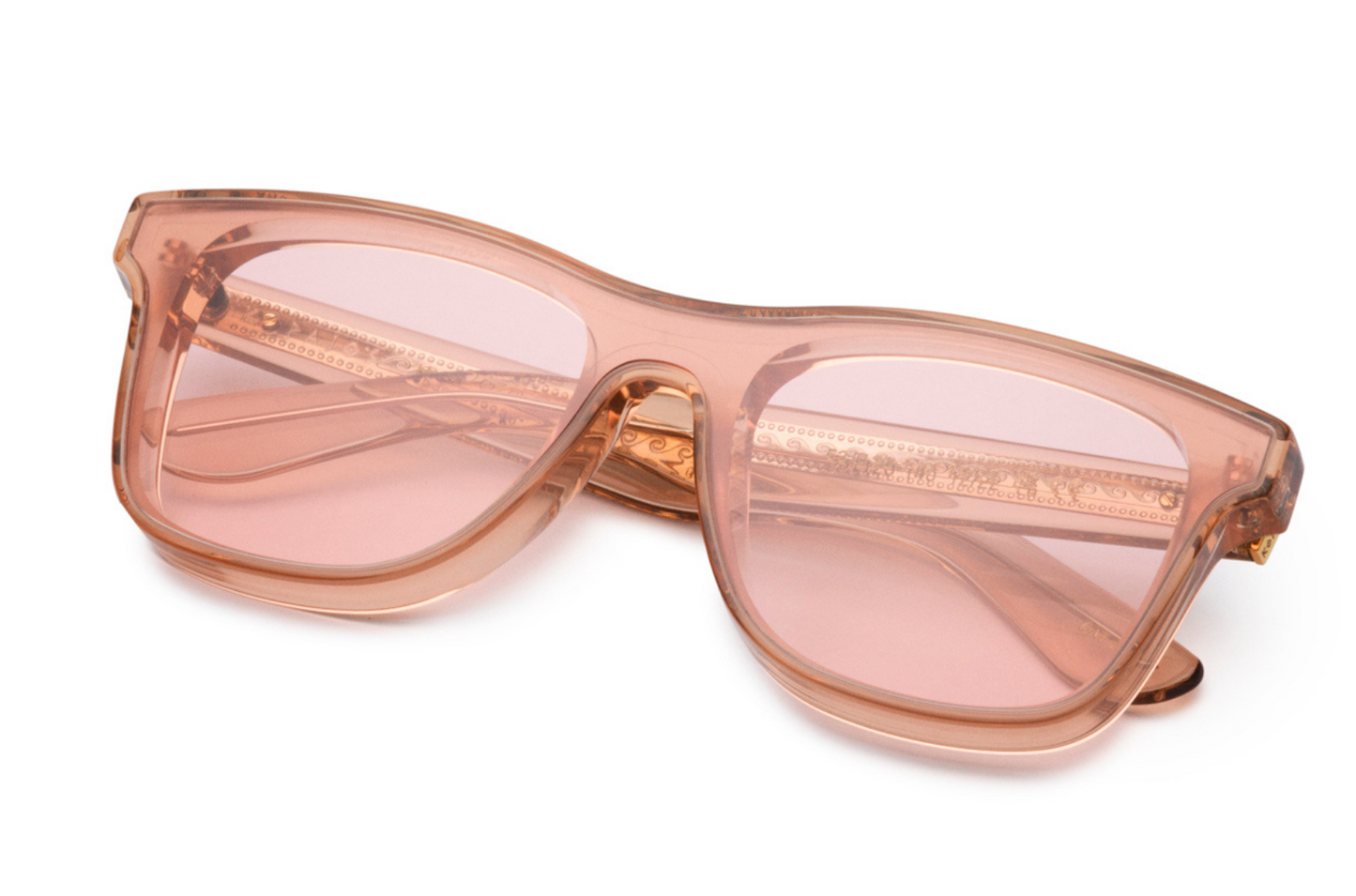 Transparent pink mask sunglasses for women with polarized lenses by Kopajos