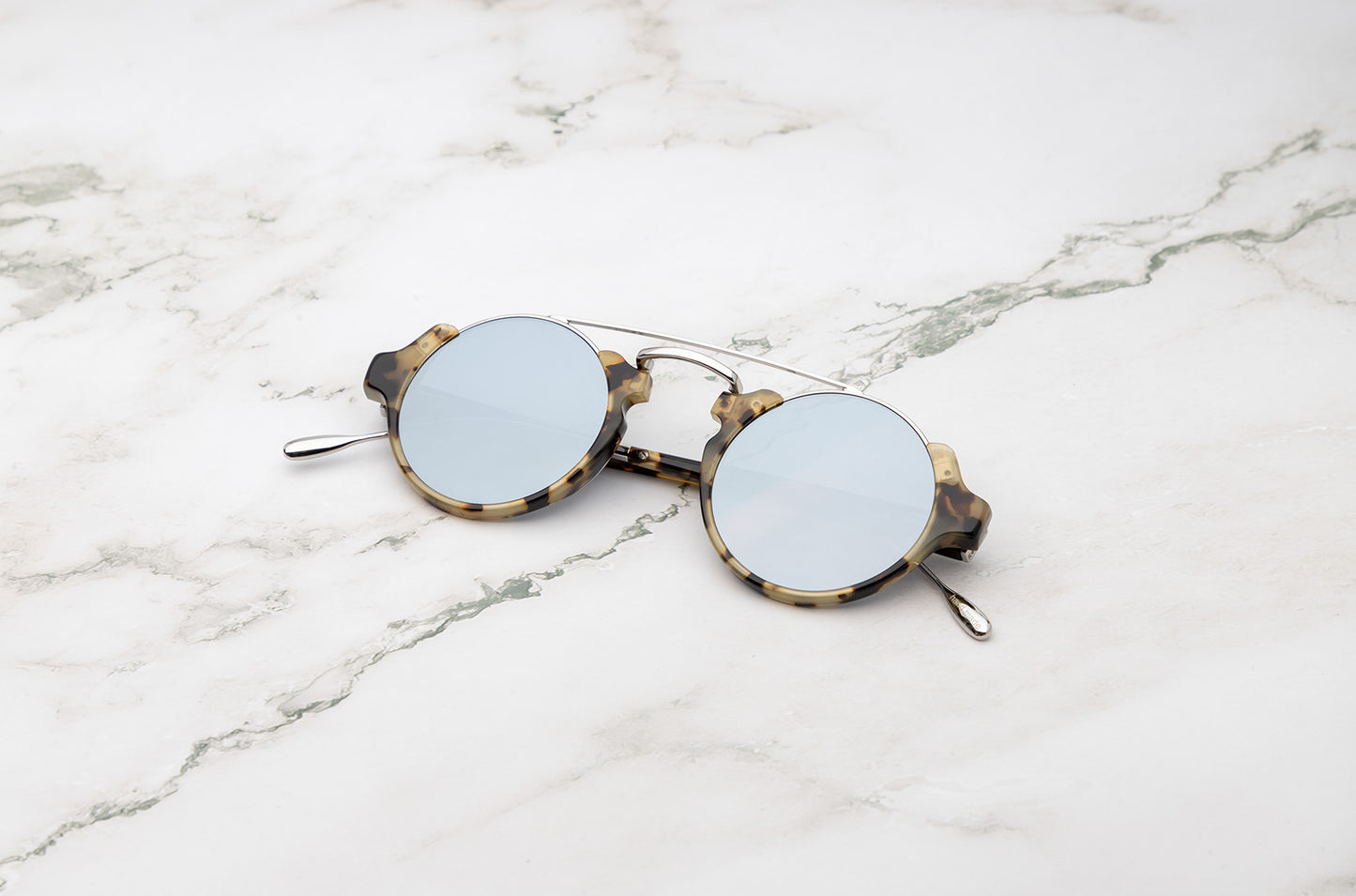 Tortoise round sunglasses for men with mirror lenses by Kopajos