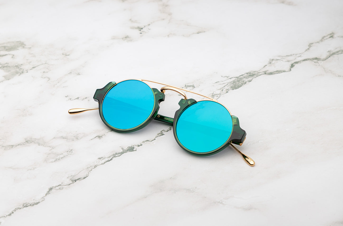 Isabella green round sunglasses by Kopajos