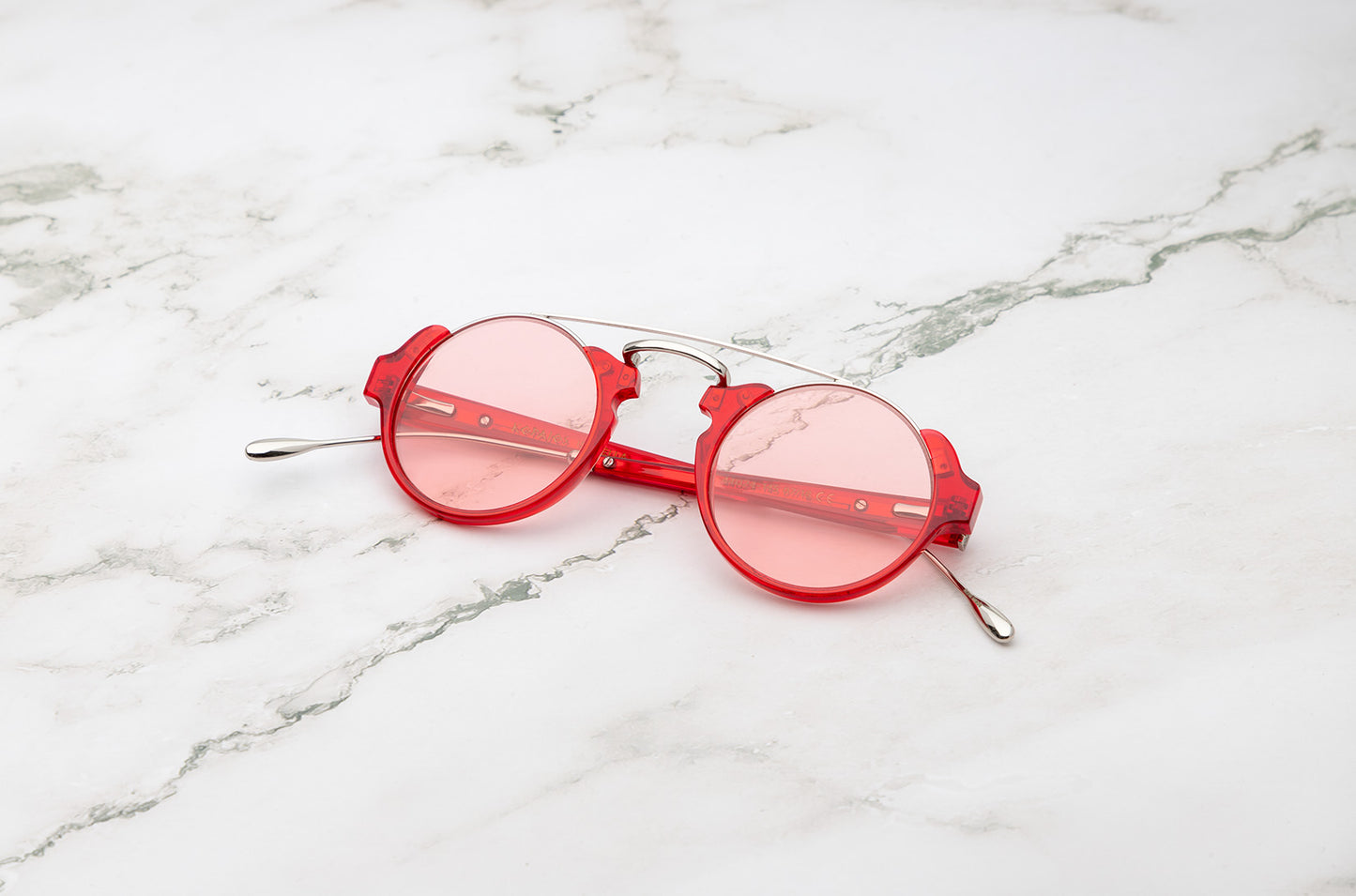 Isabella red round sunglasses by Kopajos