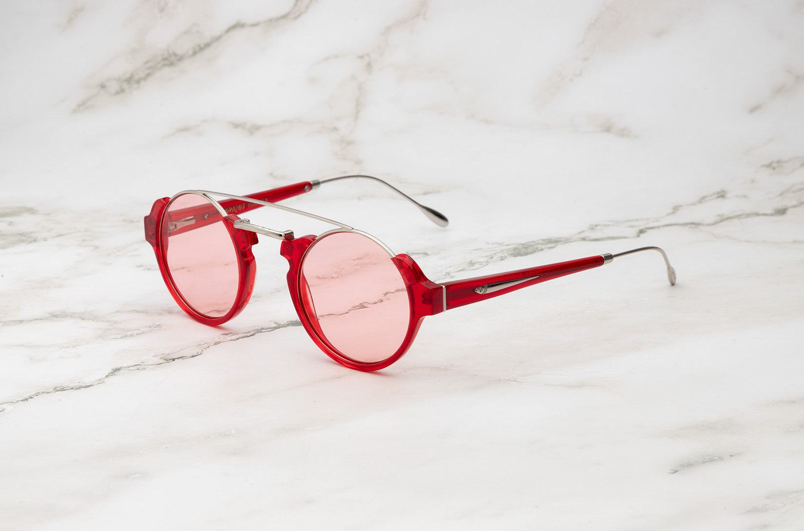 Red round sunglasses for men and women with polarized lenses by Kopajos
