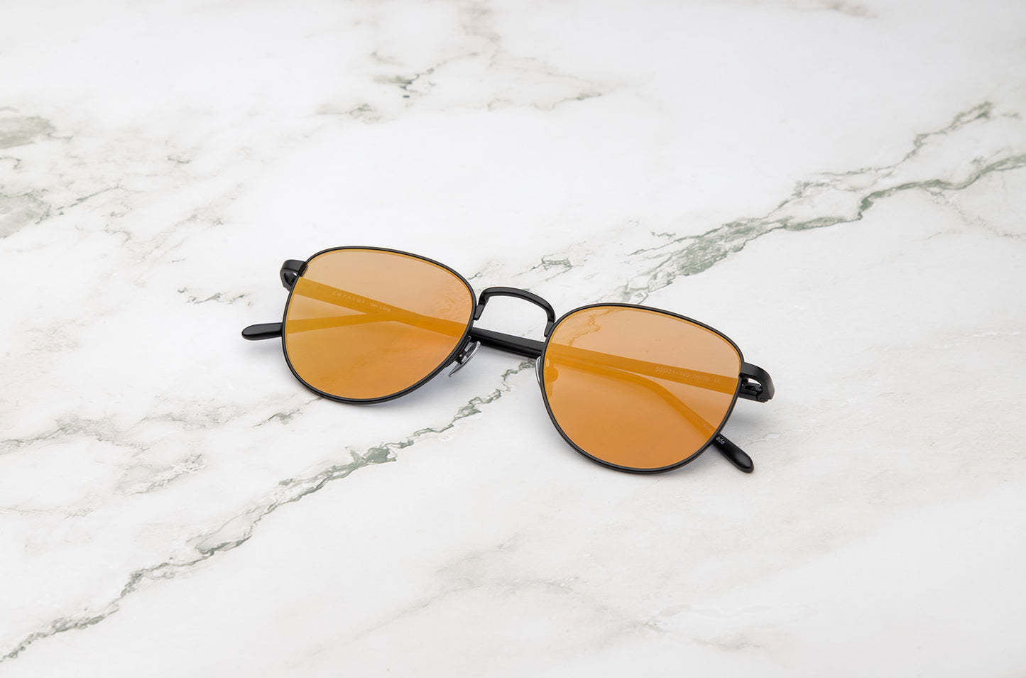 Black aviator sunglasses with mirror polarized lenses by Kopajos