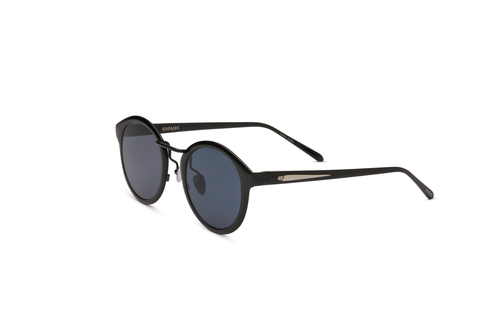 Black round sunglasses for men and women with polarized lenses by Kopajos
