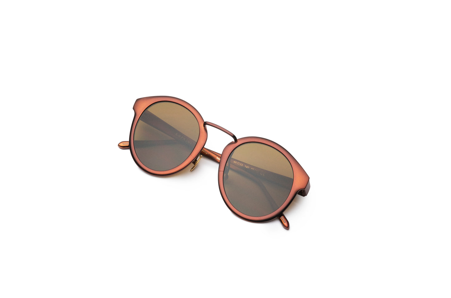 Bronze round sunglasses for men and women with brown polarized lenses by Kopajos