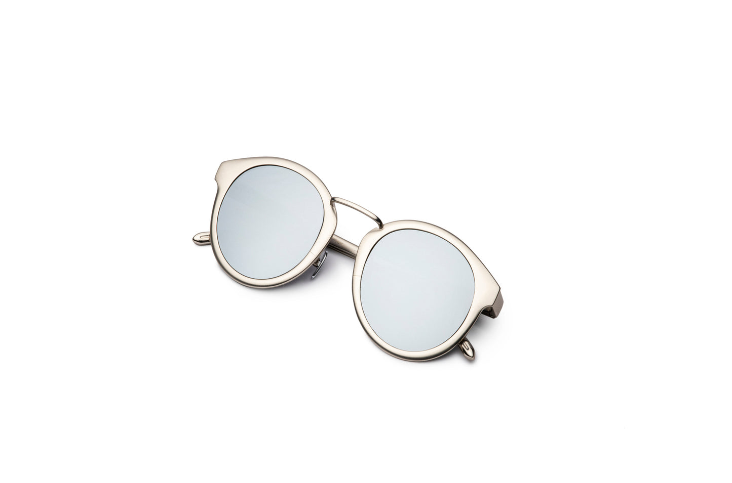 Silver round sunglasses for men and women with mirror lenses by Kopajos