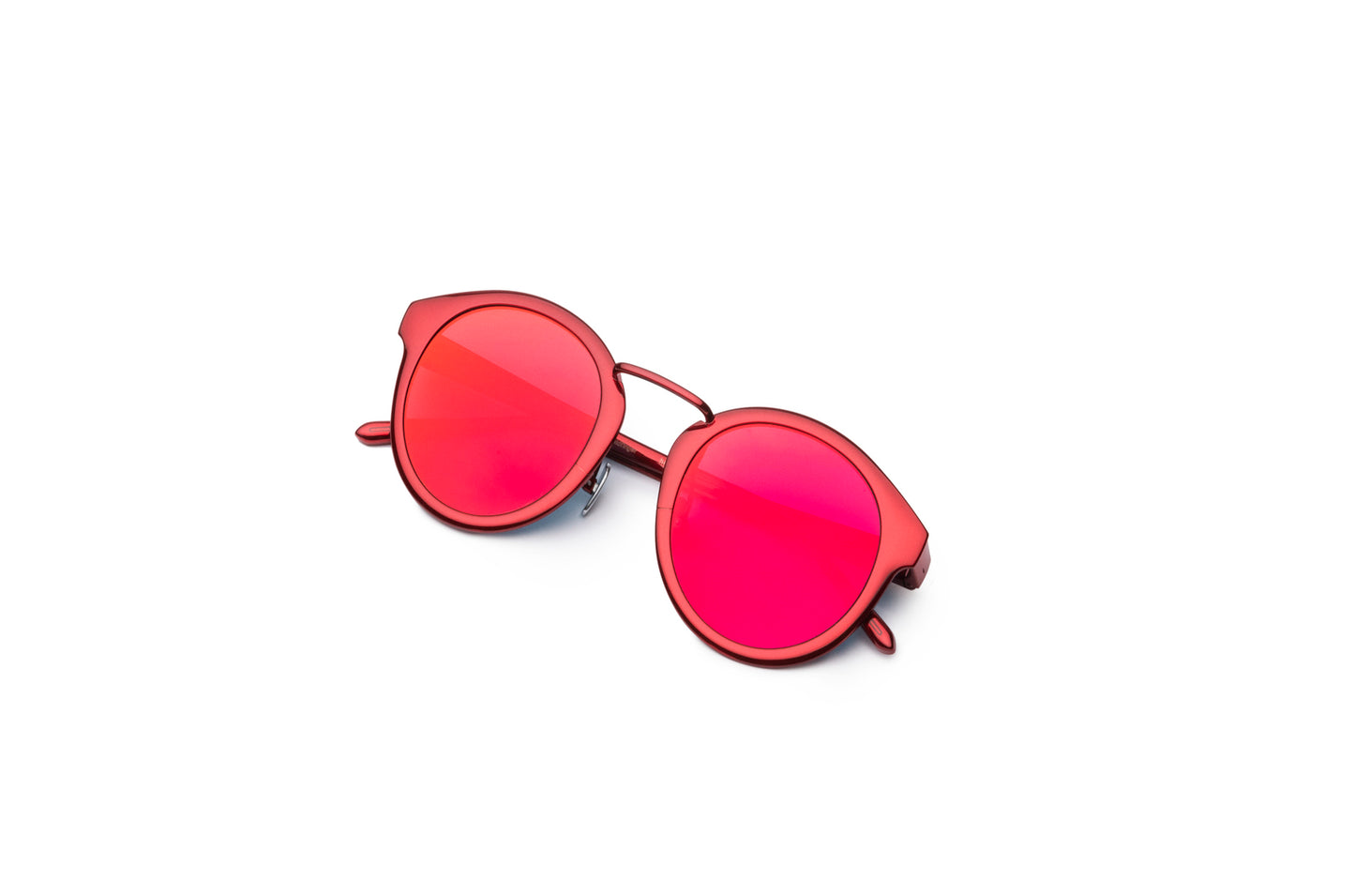 Red round sunglasses for men and women with mirror polarized lenses by Kopajos